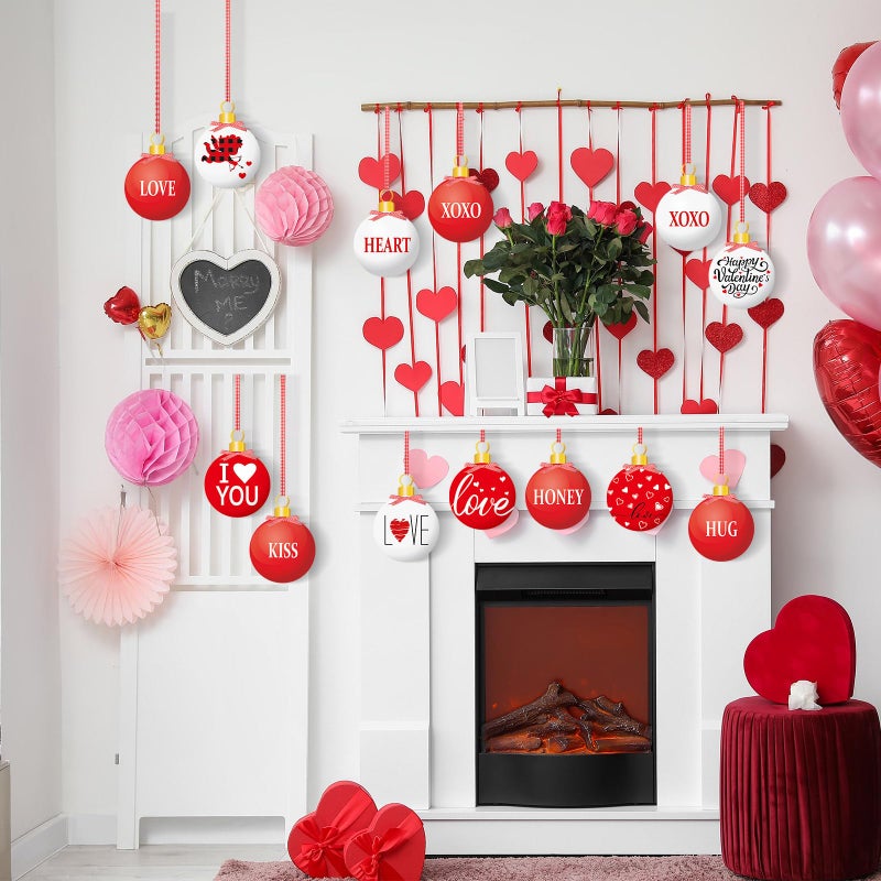 gisgfim 32PCS Valentines Ornaments Tree Decorations Valentine's Day Wood Ornaments 2D Love Heart Gnome Hanging Cutouts Valentines Welcome Hello Spring Galentine's Home Party Decor Supplies Hanging Craft - Image 5