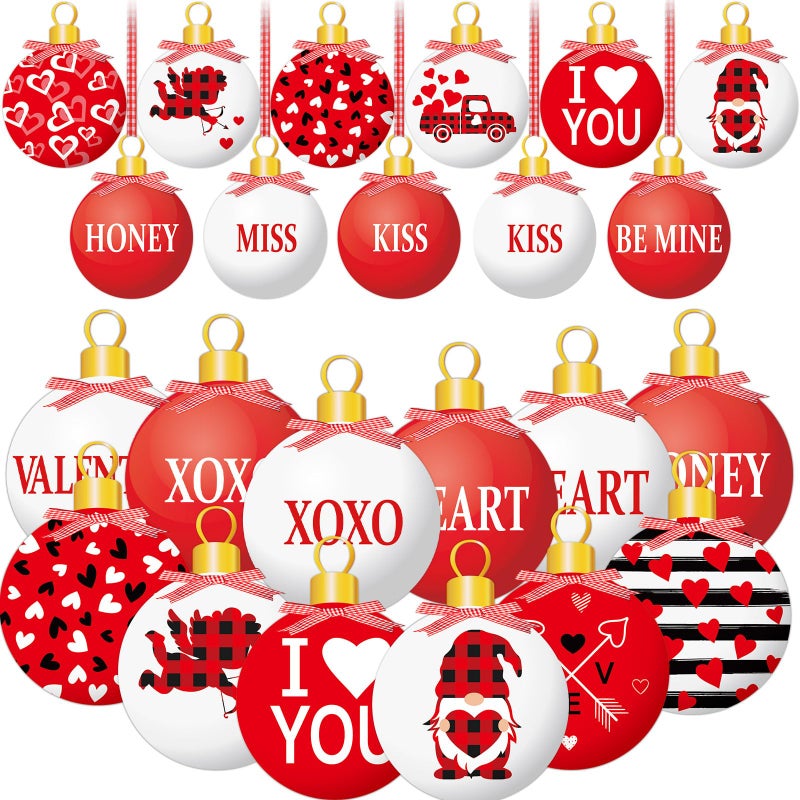 gisgfim 32PCS Valentines Ornaments Tree Decorations Valentine's Day Wood Ornaments 2D Love Heart Gnome Hanging Cutouts Valentines Welcome Hello Spring Galentine's Home Party Decor Supplies Hanging Craft - Image 1