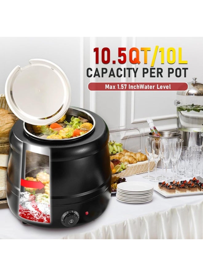 Arabest 10.5QT Soup Warmers Commercial Soup Kettle with Stainless Steel Hinged Lid and Detachable Insert Pot, Electric Soup Pot for Restaurants and Party, Home, Catering - Image 2