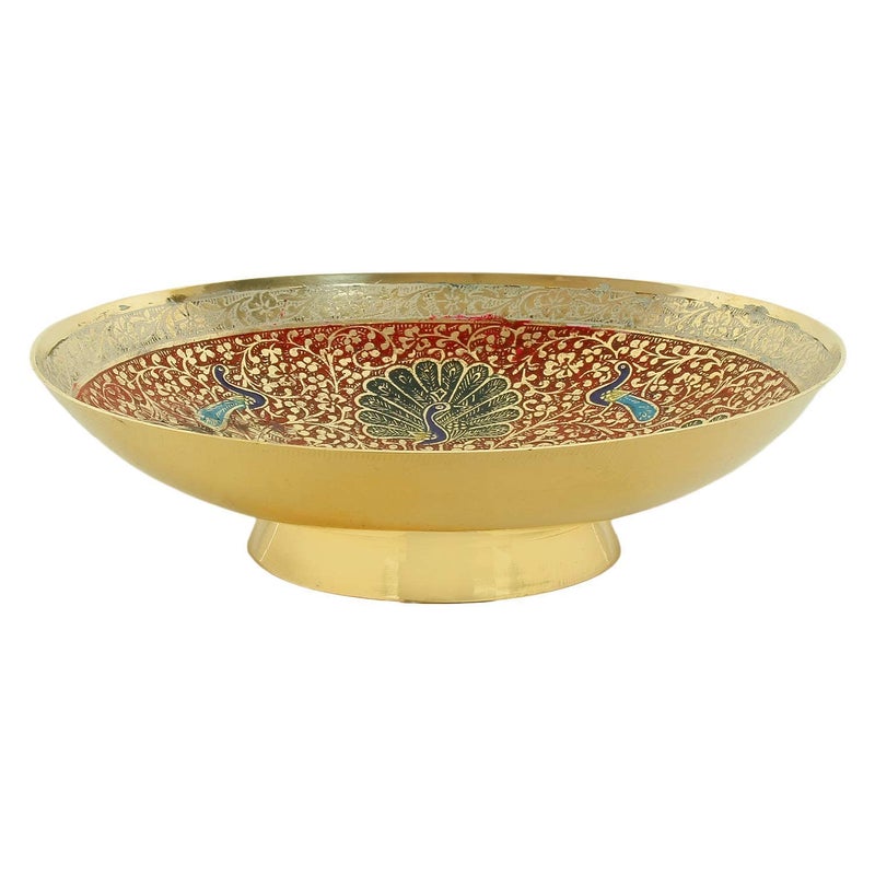 Skywalk Hand Crafted Metal Brass Fruit Bowl with Decorative Carving Work, Perfect for Home Decoration and Gifting, Size :9 Inch - Image 4