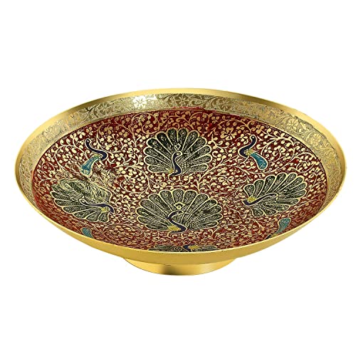 Skywalk Hand Crafted Metal Brass Fruit Bowl with Decorative Carving Work, Perfect for Home Decoration and Gifting, Size :9 Inch - Image 2