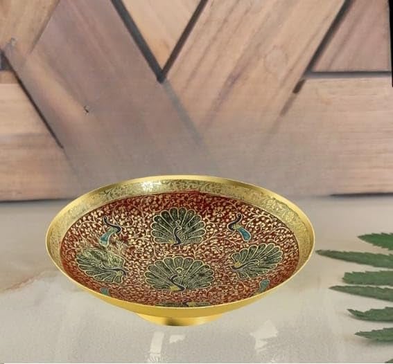Skywalk Hand Crafted Metal Brass Fruit Bowl with Decorative Carving Work, Perfect for Home Decoration and Gifting, Size :9 Inch - Image 3