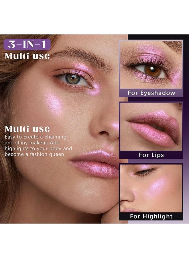 HERORANGE Color Dream Eye Shadow Palette, Duochrome Holographic Glitter Eyeshadow Palette, Chameleon Mermaid Blue Pink Plum Purple Double Color Shift iridescent Inner Corner Eye Face Highlighter Smooth Shimmer Eye Shadow Makeup - Image 3