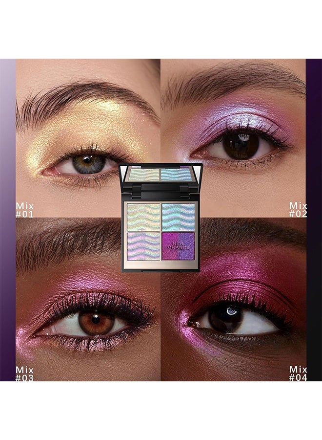 HERORANGE Color Dream Eye Shadow Palette, Duochrome Holographic Glitter Eyeshadow Palette, Chameleon Mermaid Blue Pink Plum Purple Double Color Shift iridescent Inner Corner Eye Face Highlighter Smooth Shimmer Eye Shadow Makeup - Image 5