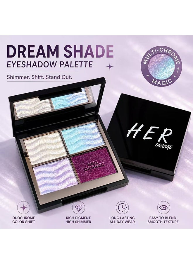HERORANGE Color Dream Eye Shadow Palette, Duochrome Holographic Glitter Eyeshadow Palette, Chameleon Mermaid Blue Pink Plum Purple Double Color Shift iridescent Inner Corner Eye Face Highlighter Smooth Shimmer Eye Shadow Makeup - Image 2