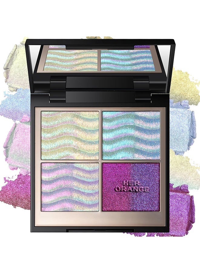 HERORANGE Color Dream Eye Shadow Palette, Duochrome Holographic Glitter Eyeshadow Palette, Chameleon Mermaid Blue Pink Plum Purple Double Color Shift iridescent Inner Corner Eye Face Highlighter Smooth Shimmer Eye Shadow Makeup - Image 1