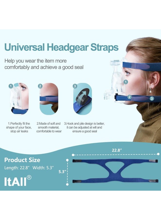 ItAll 2Pack CPAP Headgear Strap for Resmed Mask, Universal Replacement Headgear Strap for Most Resmed Mask, Comfortable and Elasticity for Achieving Good Seal, Blue - Image 2