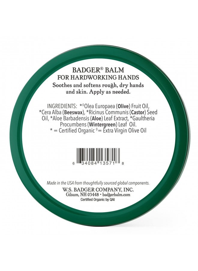 Badger Badger - Hardworking Hands Healing Balm, Aloe Vera & Wintergreen, Working Hand Balm, Balm, for Dry Hands, Hand Moisturizer Balm, Certified Organic Hand Balm, Hand Repair Balm, 2 oz - Image 2