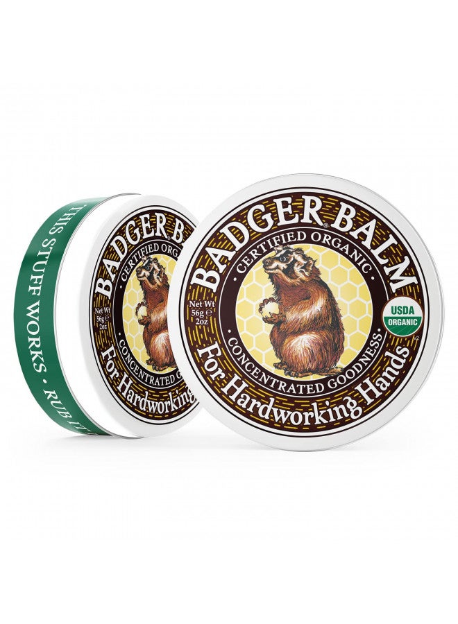 Badger Badger - Hardworking Hands Healing Balm, Aloe Vera & Wintergreen, Working Hand Balm, Balm, for Dry Hands, Hand Moisturizer Balm, Certified Organic Hand Balm, Hand Repair Balm, 2 oz - Image 3