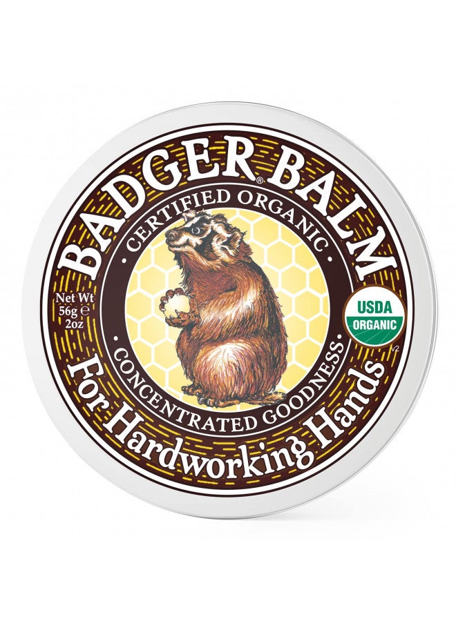 Badger Badger - Hardworking Hands Healing Balm, Aloe Vera & Wintergreen, Working Hand Balm, Balm, for Dry Hands, Hand Moisturizer Balm, Certified Organic Hand Balm, Hand Repair Balm, 2 oz - Image 1