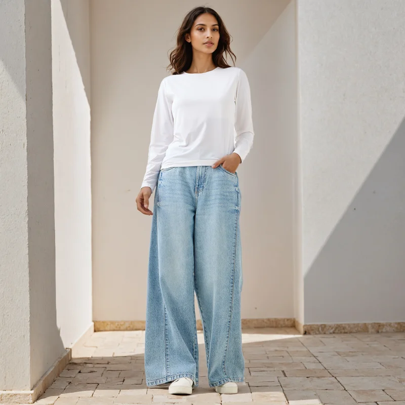 سبلاش فيڤ Ribbed T-shirt with Crew Neck