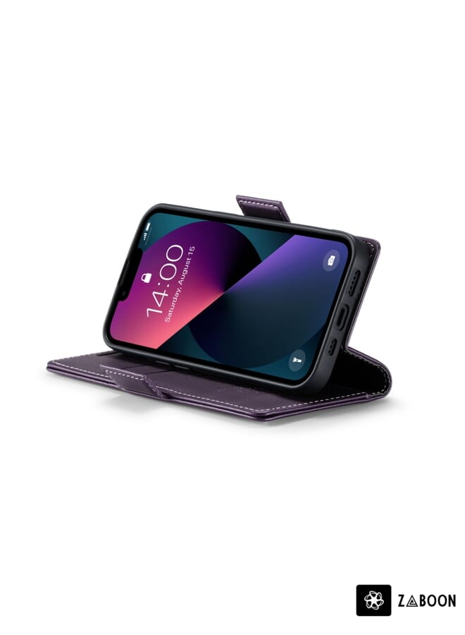 جرين تايجر حافظة هاتف جلدية مضادة للسرقة بإبزيم على شكل فراشة لهاتف iPhone 13 mini CaseMe 023 (أرجواني لؤلؤي) - Image 5