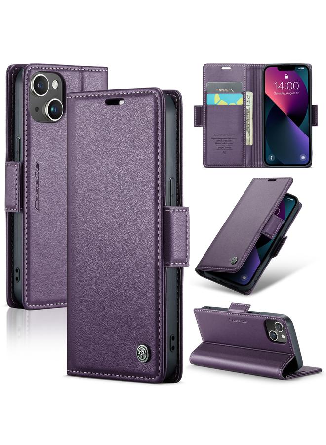 جرين تايجر حافظة هاتف جلدية مضادة للسرقة بإبزيم على شكل فراشة لهاتف iPhone 13 mini CaseMe 023 (أرجواني لؤلؤي) - Image 1