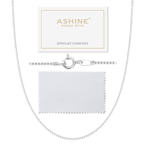 ASHINE Chain Necklace Silver Chain Sterling Silver Chain Chain Necklaces for Women Mens Silver Chain Necklace Extenders for Women Silver Jewelry Mens (1mm Box Chain Spring Ring Clasp 18 Inches) - Image 1