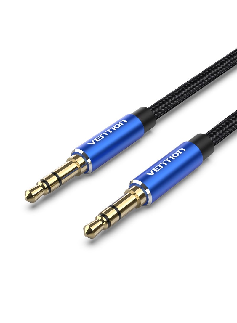 VENTION Cotton Braided 3.5mm Male to Male Audio Cable Blue Aluminum Alloy Type Model # BAWLD - Image 1