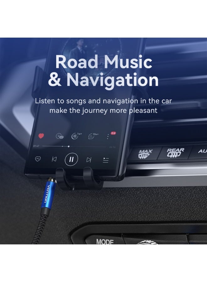 VENTION Cotton Braided 3.5mm Male to Male Audio Cable Blue Aluminum Alloy Type Model # BAWLD - Image 3