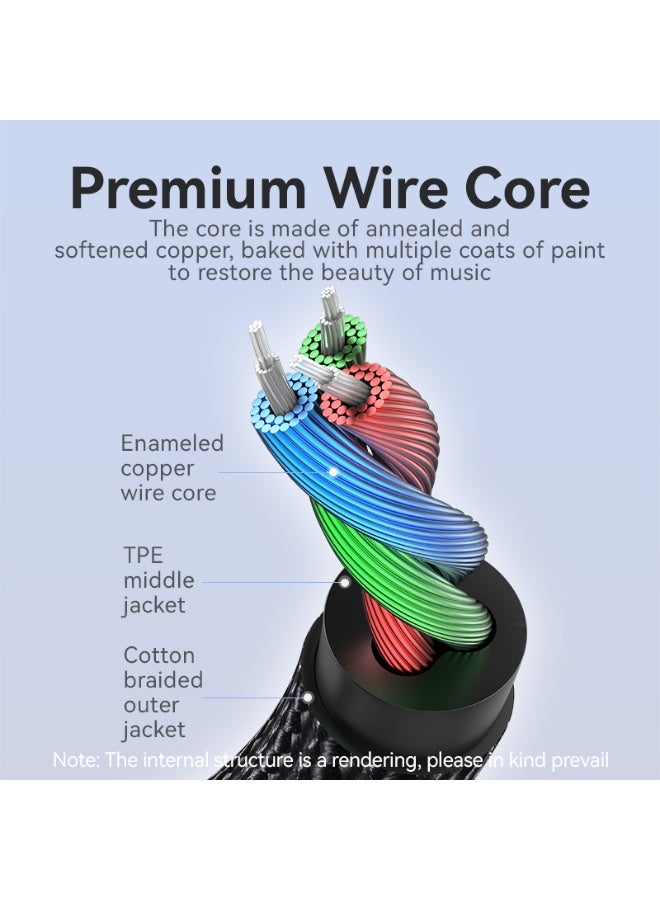 VENTION Cotton Braided 3.5mm Male to Male Audio Cable Blue Aluminum Alloy Type Model # BAWLD - Image 5