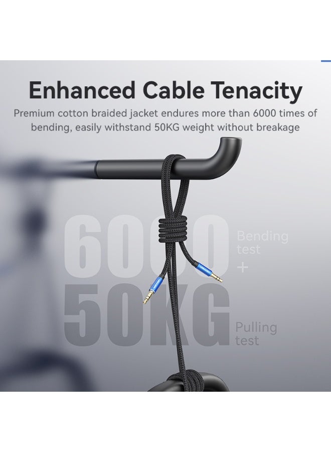 VENTION Cotton Braided 3.5mm Male to Male Audio Cable Blue Aluminum Alloy Type Model # BAWLD - Image 4