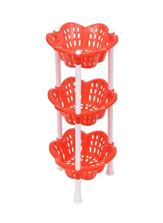 Homenique Round Vergin Plastic Kitchen Rack Basket for Kitchen & Office Use, Fruits Onion, Potato, Vegetables Basket Tray for Household (Rectangle 3 Tier Rack, Color May Vary) Multi Color - Image 1
