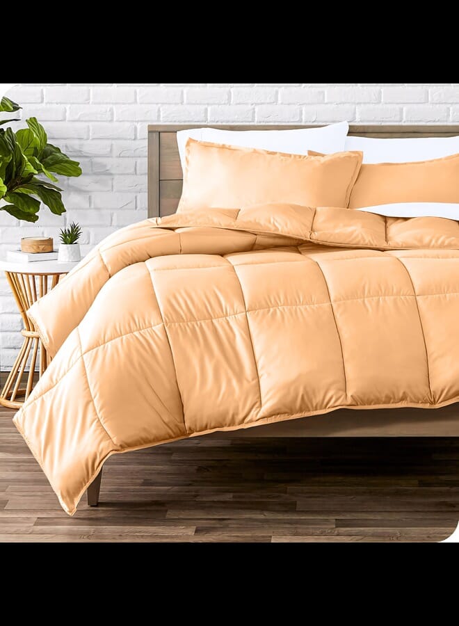 Home of linens Cotton - Plain - Heavy Comforter - 4Kgs - Down Alternative Filling - (For Matress 180cm/200cm) - Size  (250cm x 240cm) - Peach - Image 1