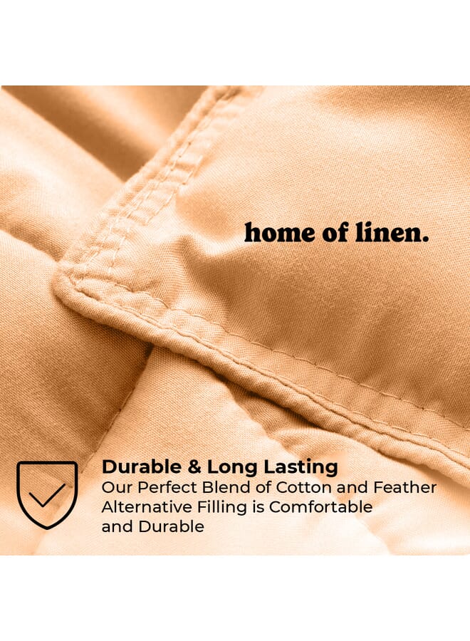 Home of linens Cotton - Plain - Heavy Comforter - 4Kgs - Down Alternative Filling - (For Matress 180cm/200cm) - Size  (250cm x 240cm) - Peach - Image 3