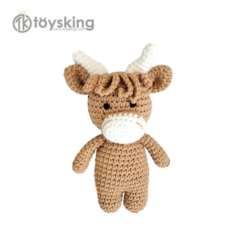 Y&D Hot Sale ized Embroidered Animal Rabbit Baby Rattle Crochet Knit Bunny Teething Sensory Toys Stuffed Plush Toy for Babies - Image 1