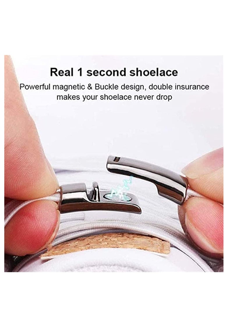 No Tie Elastic Shoelaces Magnetic Metal Lock Elastic Shoelaces, Kids Adult Sneakers Lazy Laces Accessories One Size Fits All, For Adult & kids Gift for Friends and Family 1Pair (Black) - Image 5