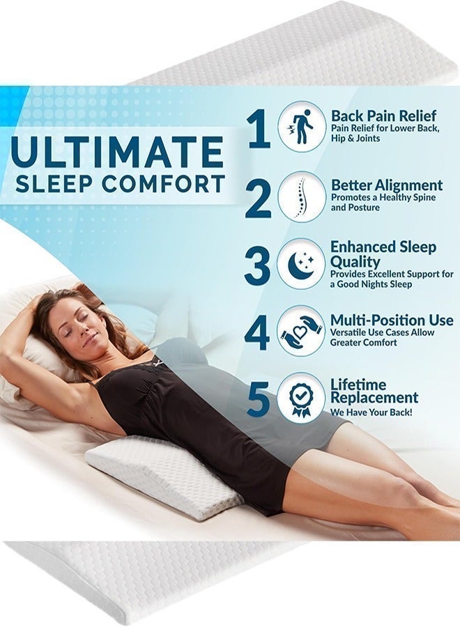 MLADEN Lumbar Support Pillow, Breathable Triangular Back Waist Cushion for Sleeping, Pain Relief Support for Pregnant Women, Elderly & Lumbar Discomfort – White - Image 3