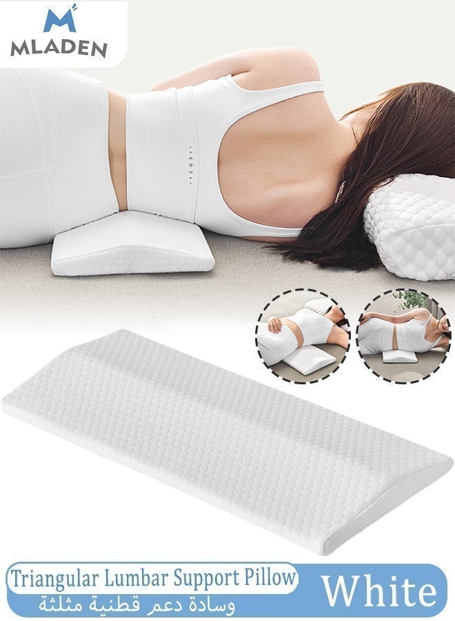 MLADEN Lumbar Support Pillow, Breathable Triangular Back Waist Cushion for Sleeping, Pain Relief Support for Pregnant Women, Elderly & Lumbar Discomfort – White - Image 1