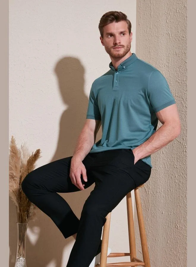 بوراتي تيشيرت بولو قطن بقصة ضيقة رجالي