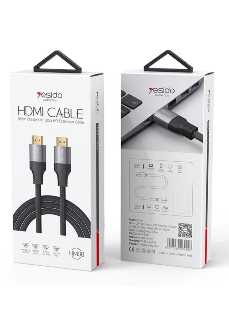يسيدو كابل HDMI فائق الدقة 4K HM09 من Yesido (1.5 متر)  - Image 1