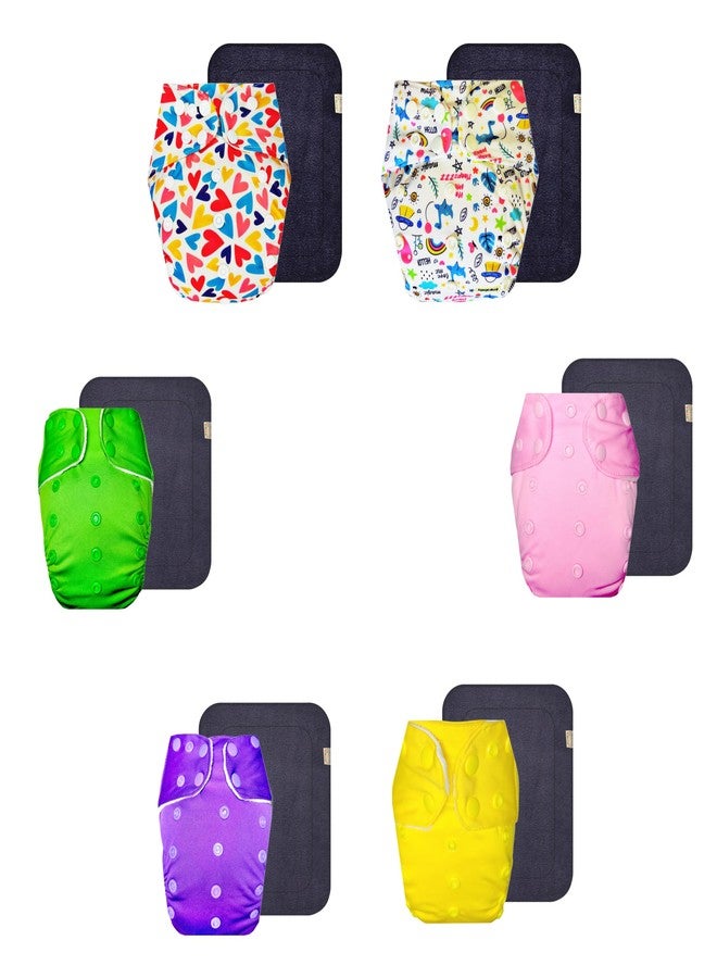 Dumbledo Premium Cloth Diaper with Gray Insert (Pack of 6) | Dry Feel and Comfortable | 6-Layer Absorbent Pad | Travel Friendly | Designed by Moms | 3 Months - 3 Years | Unisex Baby - Image 1