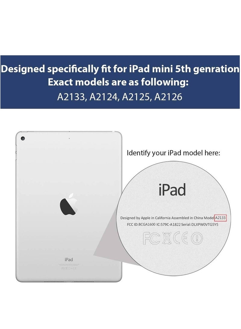 إلترازون Slim Fit Smart Folio Case for iPad Mini 5 – Black Rubber Coated Hard Cover, Lightweight, Navy Blue with Wake/Sleep Function - Image 2