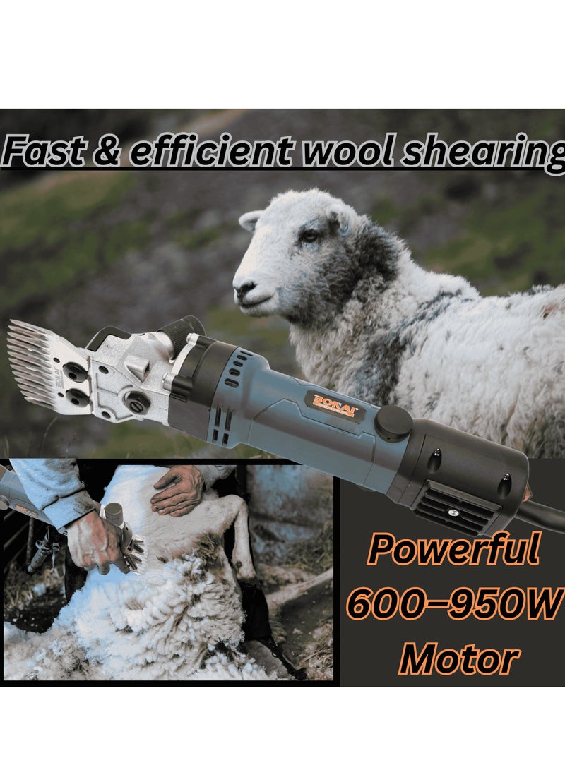 بوناي ماكينة قص شعر الأغنام بقوة 950 واط - أداة احترافية كهربائية للعناية بالماشية بسرعة متغيرة، ومحرك 2400 دورة في الدقيقة، ومقبض ناعم ومريح للماعز واللاما وحيوانات المزرعة - Image 3