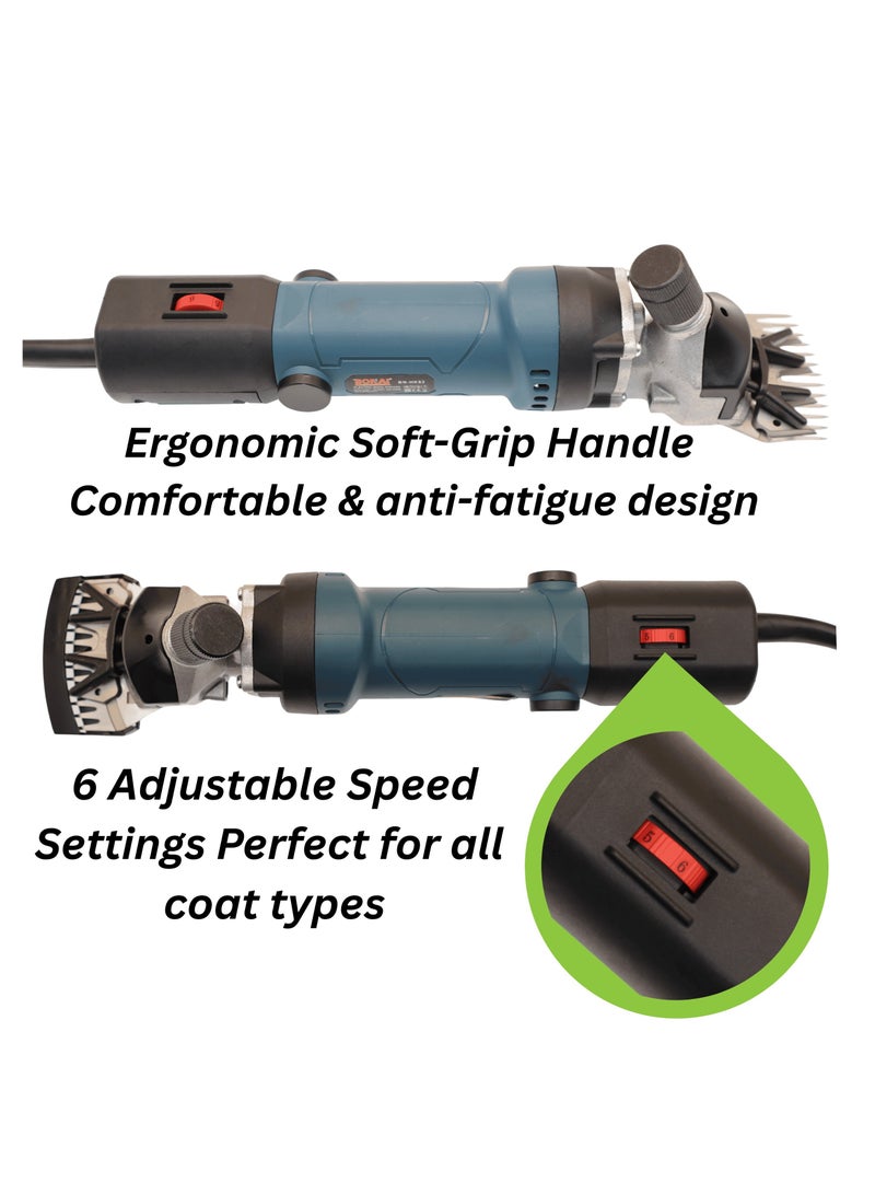 بوناي ماكينة قص شعر الأغنام بقوة 950 واط - أداة احترافية كهربائية للعناية بالماشية بسرعة متغيرة، ومحرك 2400 دورة في الدقيقة، ومقبض ناعم ومريح للماعز واللاما وحيوانات المزرعة - Image 4