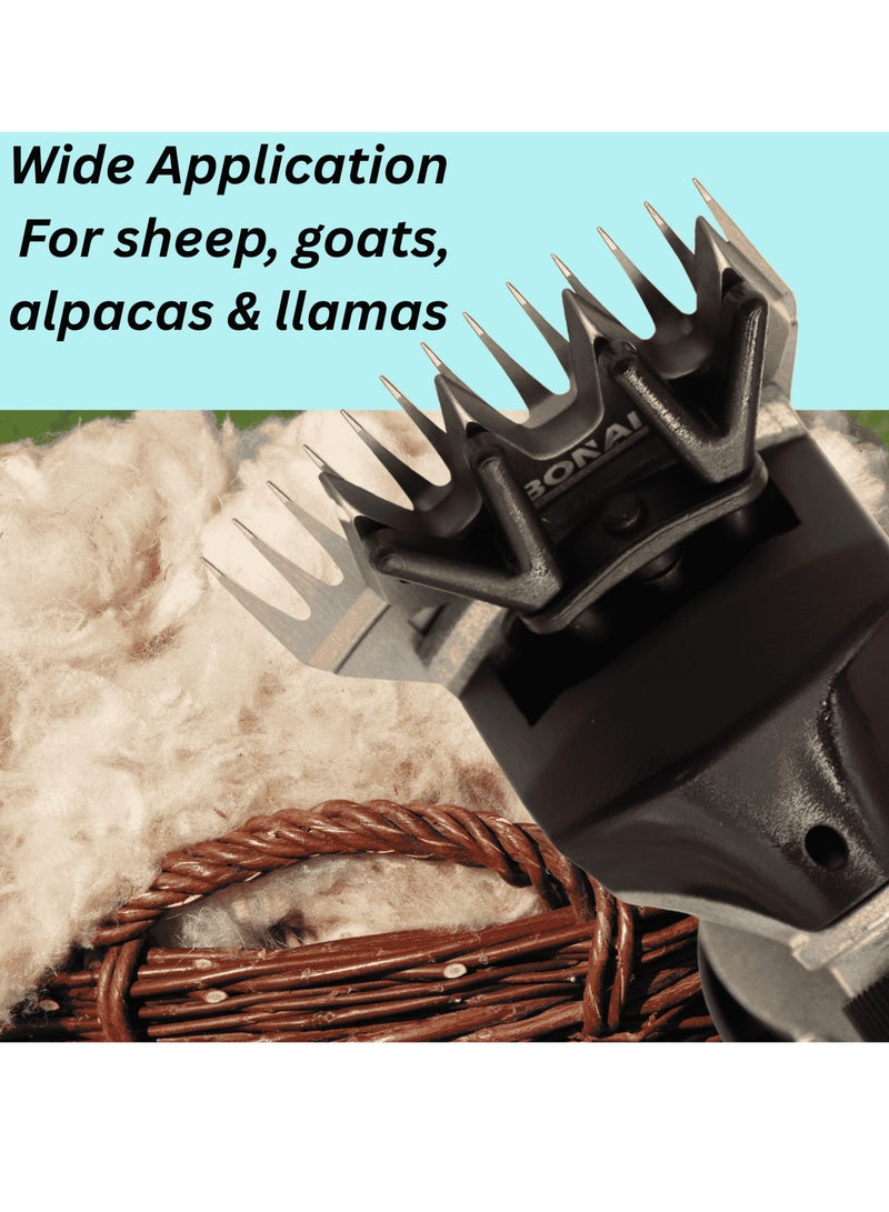 بوناي ماكينة قص شعر الأغنام بقوة 950 واط - أداة احترافية كهربائية للعناية بالماشية بسرعة متغيرة، ومحرك 2400 دورة في الدقيقة، ومقبض ناعم ومريح للماعز واللاما وحيوانات المزرعة - Image 5