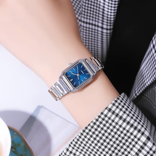 TOOCAT Steel Strap Womens Watch Fashion Simple Ladies Quartz Watch Waterproof Ladies Wristwatch Blue - Image 3