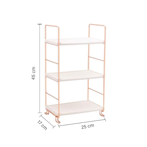 oddpod™ 3-Tier Metal Freestanding Stackable Organizer Rack, Bathroom Countertop Storage Shelves/Multi-Layer Desktop Cosmetics & Kitchen Spice Organizer (Rose Gold) - Image 2