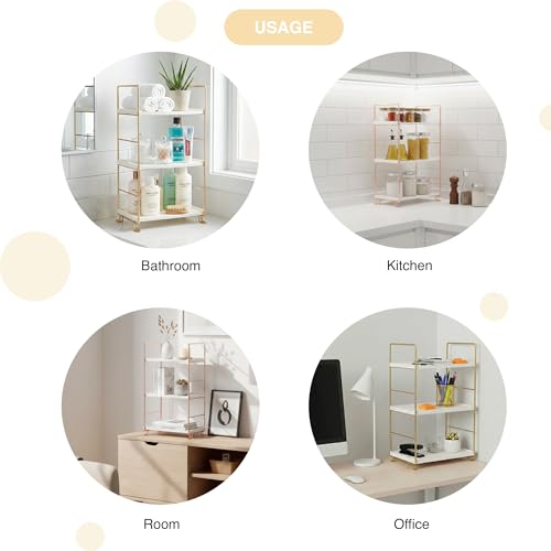 oddpod™ 3-Tier Metal Freestanding Stackable Organizer Rack, Bathroom Countertop Storage Shelves/Multi-Layer Desktop Cosmetics & Kitchen Spice Organizer (Rose Gold) - Image 4