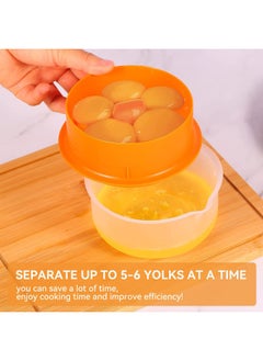 SYOSI Egg White Separator Eggs Yolk Separators Multi-Eggs White Yolk Filter 5-6 Eggs Divider,Saves Time Chicken Baking Tools,Orange  - Image 4