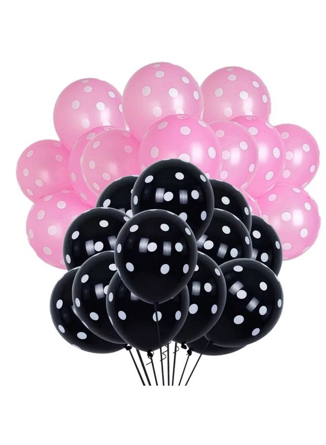 DUL DUL Black ,Light Pink Polka Dot balloons for birthday decoration 30 Pcs -Polka dot balloons pack of 15 pcs Black 15 pcs Light Pink color for Birthday/Decoration/Party,Engagement,Baby Shower Decoration/Theme Party Balloon (BLACK+L.PINK POLKA, 30) Make Your Occasion Shine