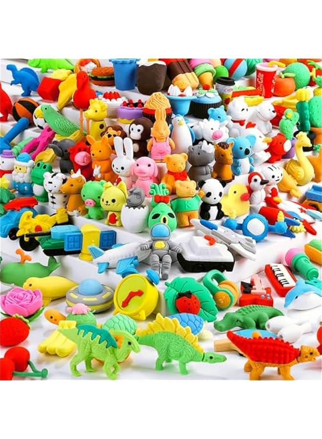 Generic 150Pcs Animal Erasers Kids Desk Pets Pencil Erasers 3D Puzzle Erasers Bulk Mini Animal Food Erasers Toys Fun Cute Eraser for Classroom Rewards, Game Prizes, Treasure Box,  Egg Fillers  - Image 1