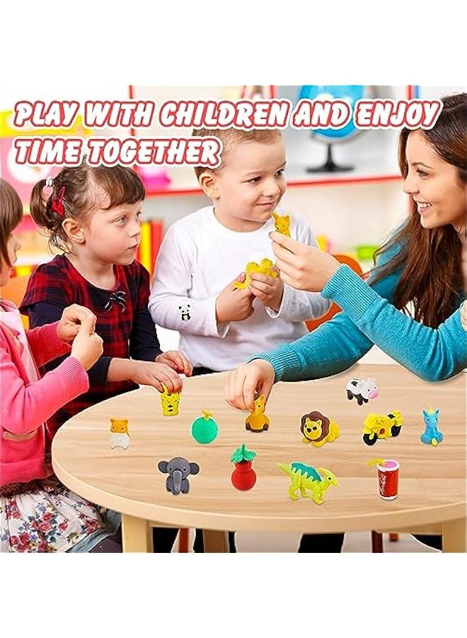 Generic 150Pcs Animal Erasers Kids Desk Pets Pencil Erasers 3D Puzzle Erasers Bulk Mini Animal Food Erasers Toys Fun Cute Eraser for Classroom Rewards, Game Prizes, Treasure Box,  Egg Fillers  - Image 3