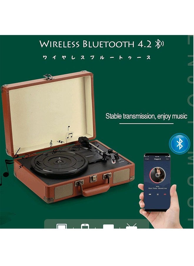 Mi VAZA - Vinyl Record Player Turntable Suitcase with Multi-Function Bluetooth FM Radio 3 Speed Retro Portable Suitcase Record Player with Speakers Gramophone Classic Vinyl Record Player Portable Suitcase with Speaker and Bluetooth Upgraded Turntable Sound for Home - Image 1