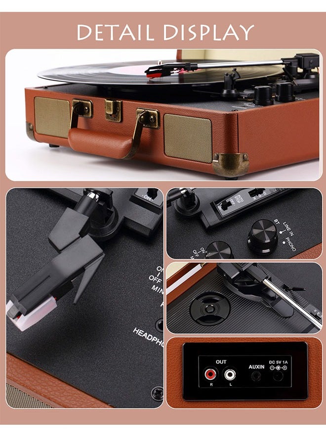 Mi VAZA - Vinyl Record Player Turntable Suitcase with Multi-Function Bluetooth FM Radio 3 Speed Retro Portable Suitcase Record Player with Speakers Gramophone Classic Vinyl Record Player Portable Suitcase with Speaker and Bluetooth Upgraded Turntable Sound for Home - Image 1