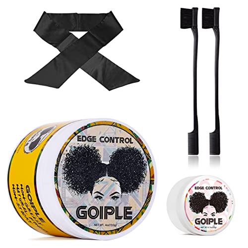 Goiple Edge Control Wax for Women Strong Hold Non-greasy Edge Smoother Pineapple Scent (4oz+0.7oz+Edge Brushes*2+ Edge Scarf) - Image 1