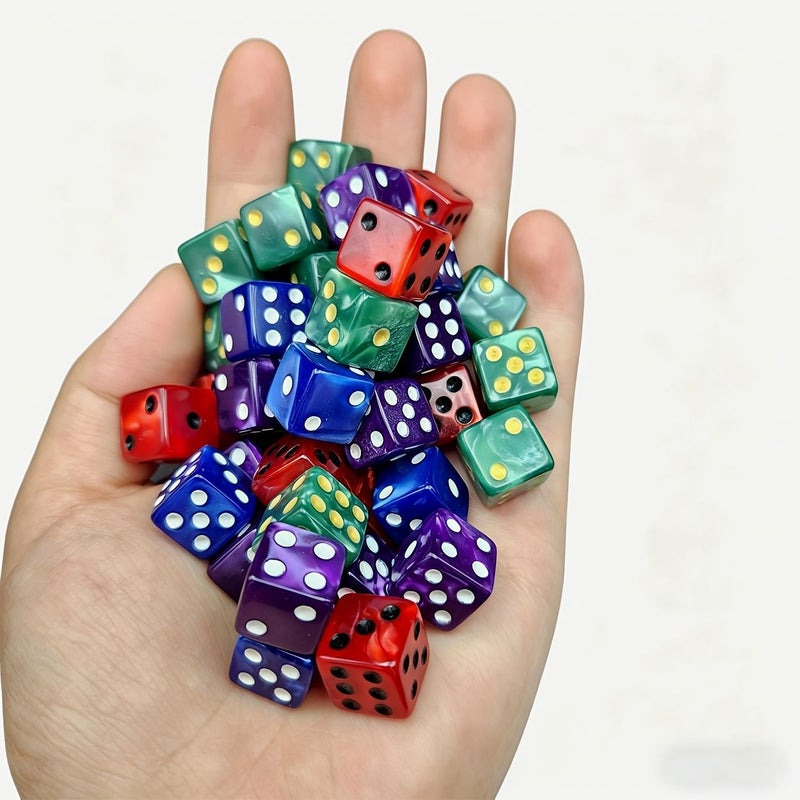 40 نرد متعدد الألوان بتصميم دوامات رخامية مصنوعة يدويًا للوحة الألعاب وألعاب تقمص الأدوار - Image 3