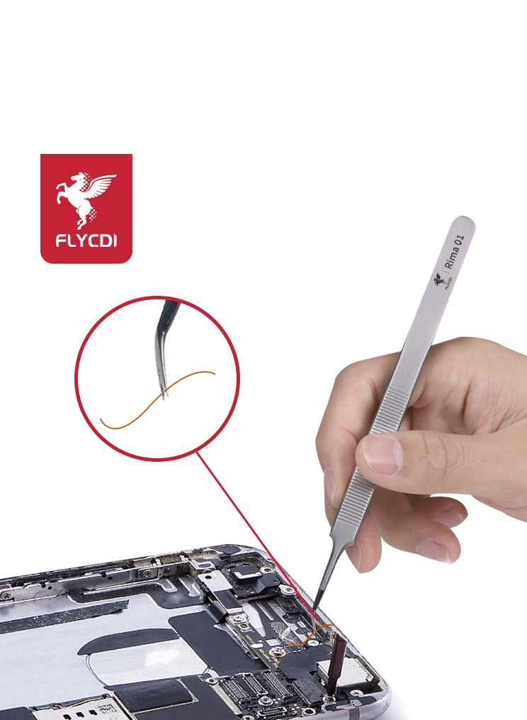 flycdi Precision Anti-static Lengthened Elbow Tweezers - Image 4
