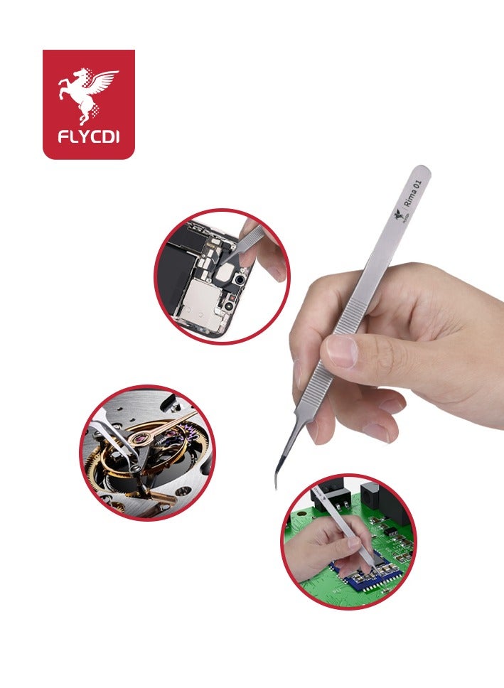 flycdi Precision Anti-static Lengthened Elbow Tweezers - Image 5