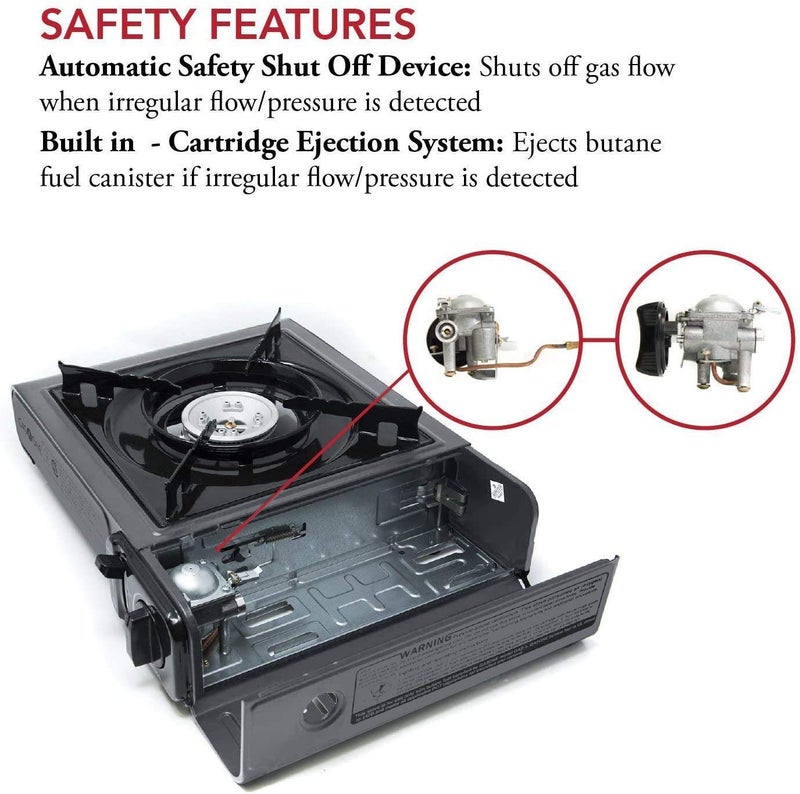 GasOne Gas One Portable Butane Camping Stove with Case: Automatic Ignition, Precise Heat Control - Camping & Tailgating and Outdoor Cooking - Image 5